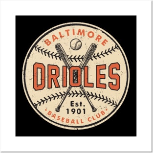 Baltimore Orioles Bats & Ball by Buck Tee Posters and Art